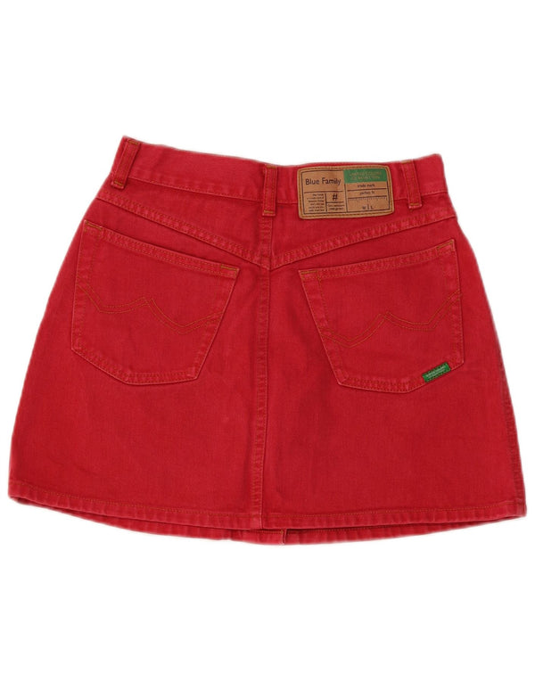 Benetton Womens Mini Denim Skirt IT 44 Medium W26 Red Cotton
