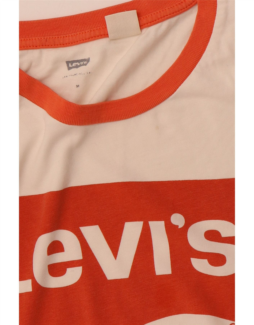 LEVI'S Womens Crop Graphic T-Shirt Top UK 12 Medium Off White Cotton