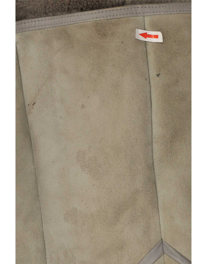 Vintage Womens Shearling Coat EU 40 Medium Grey Lambskin