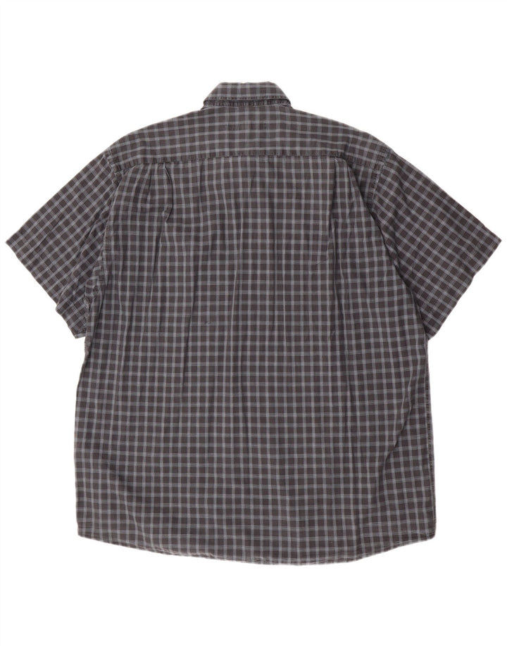 Camel Active Mens Short Sleeve Shirt XL Grey Check Cotton