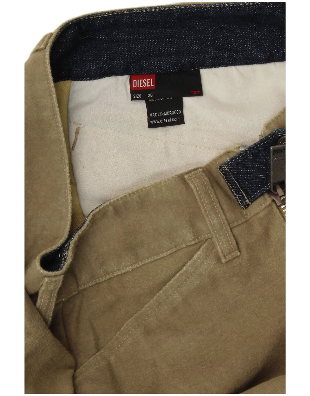 Diesel Womens Pencil Skirt W26 Small Khaki Cotton