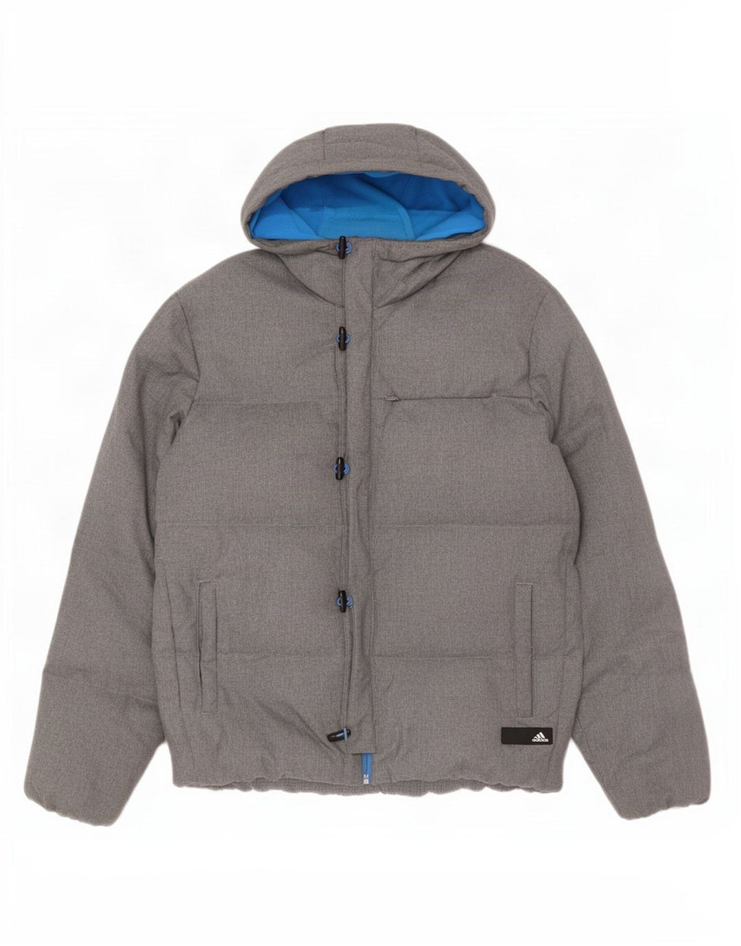 Adidas Mens Hooded Loose Fit Padded Jacket UK 38 Medium Grey Polyester