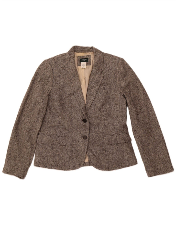 J. CREW Womens 2 Button Blazer Jacket US 8 Medium Grey Flecked Wool