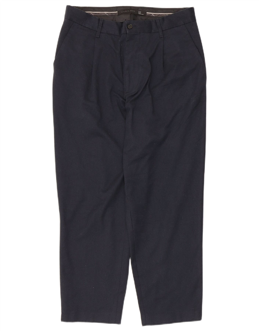 Zara Mens Cropped Trousers EU 38 Small W30 L25 Navy Blue Polyester