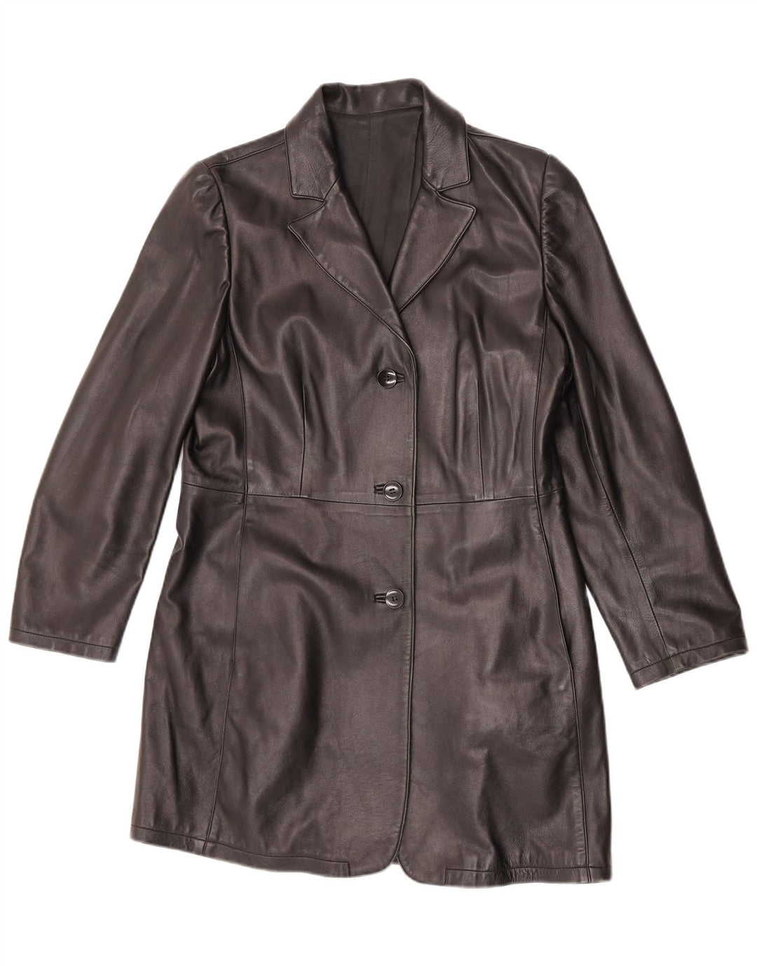 Vintage Womens Leather Coat UK 14 Medium Black Leather