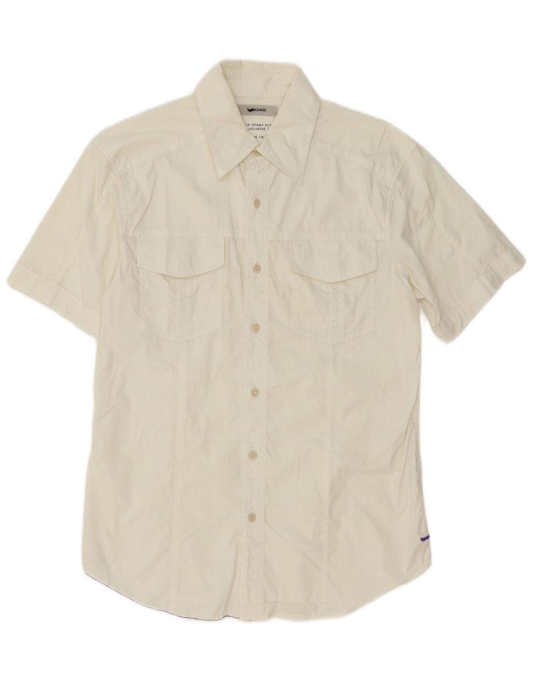 Gas Mens Short Sleeve Shirt Medium White Cotton