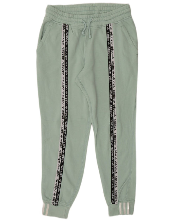 Adidas Womens Graphic Tracksuit Trousers Joggers UK 12 Medium Green Cotton