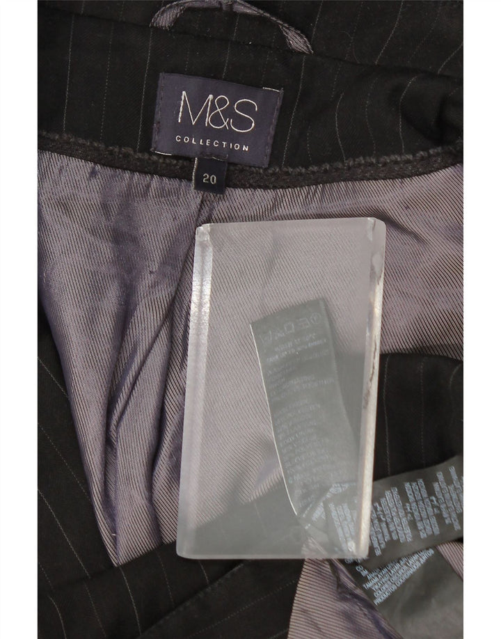 Marks & Spencer Womens 1 Button Blazer Jacket UK 20 2XL Grey Pinstripe