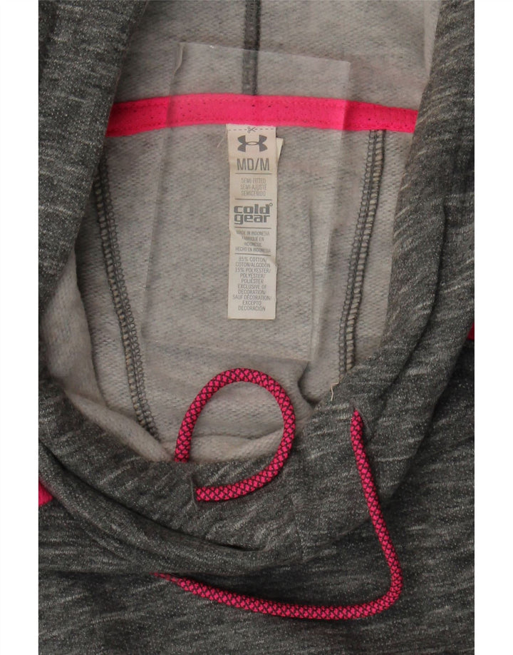Under Armour Womens Cold Gear Hoodie Jumper UK 14 Medium Grey Colourblock
