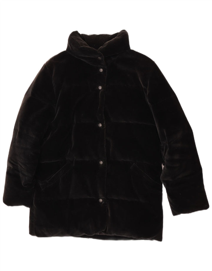 Moncler Womens Oversized Velvet Padded Jacket Size 0 XS Black Cotton