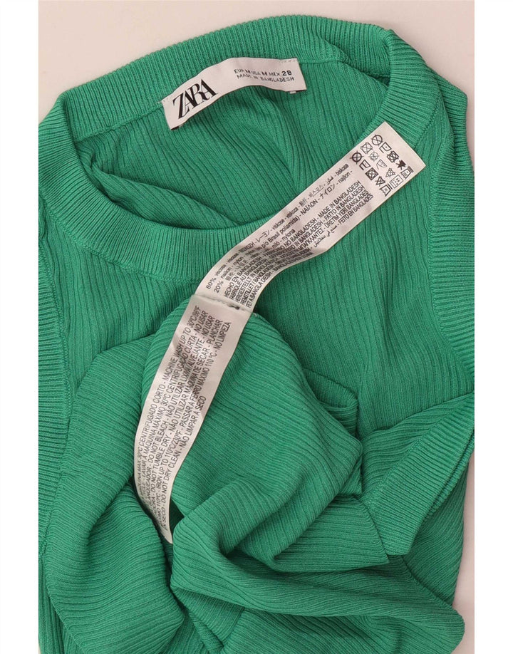 Zara Womens Vest Top UK 12 Medium Green Viscose