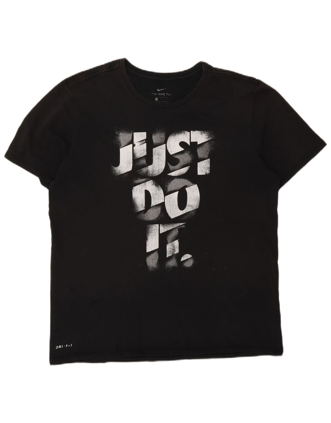 NIKE Mens Dri Fit Graphic T-Shirt Top Large Black Cotton