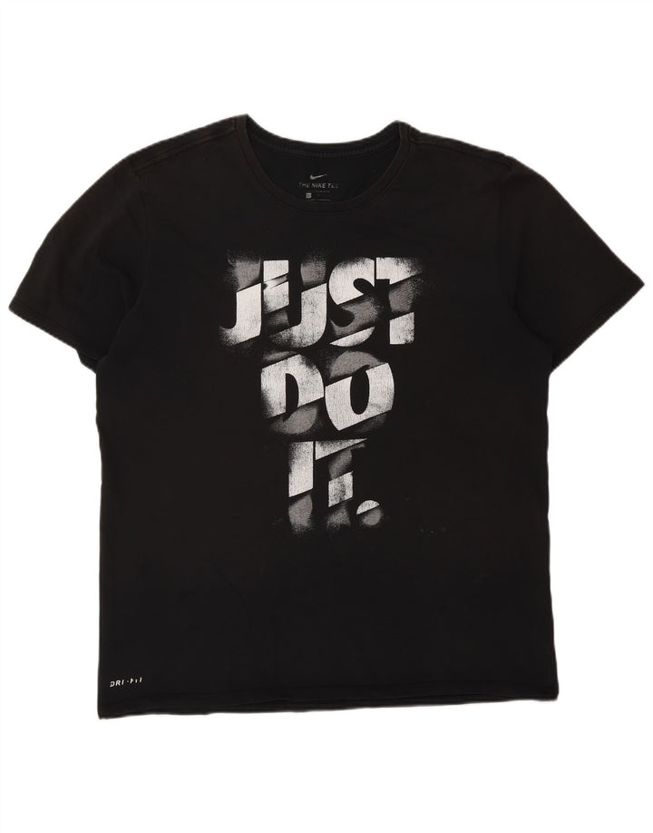 NIKE Mens Dri Fit Graphic T-Shirt Top Large Black Cotton