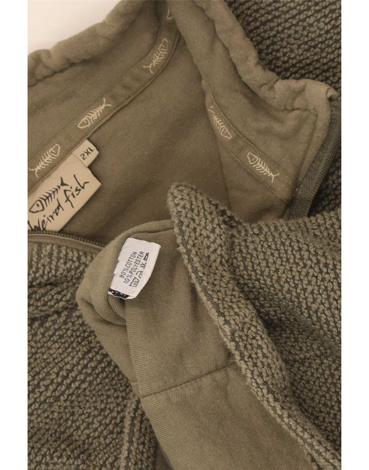 Weird Fish Mens Tracksuit Top Jacket 2XL Khaki Cotton