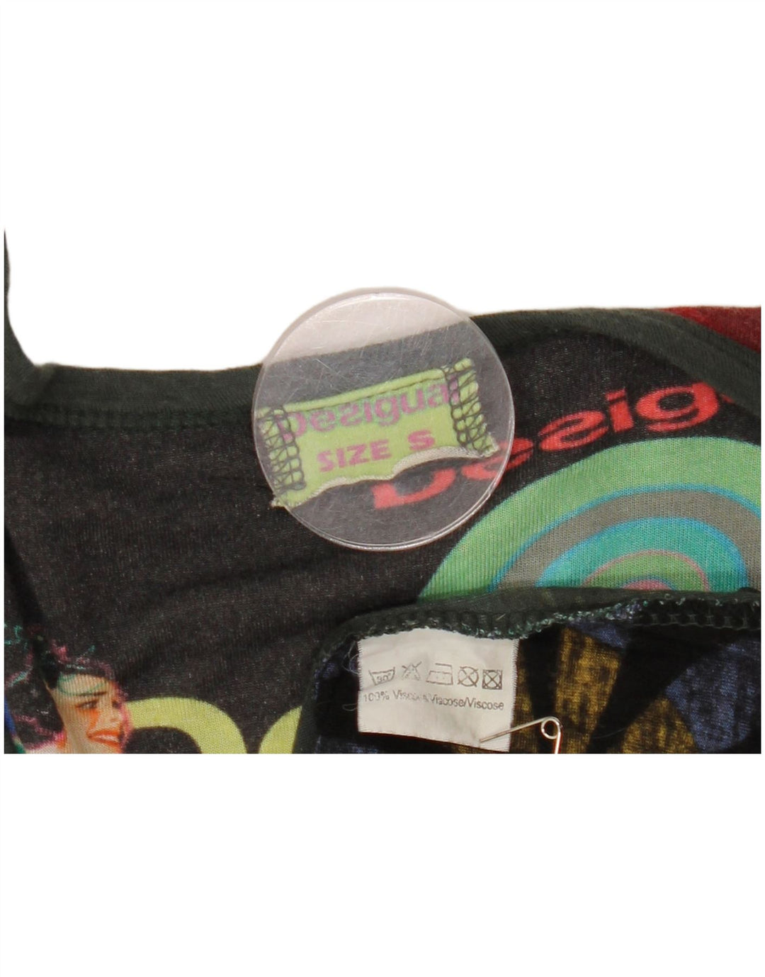 Desigual Womens Graphic Top Long Sleeve UK 8 Small Multicoloured Viscose