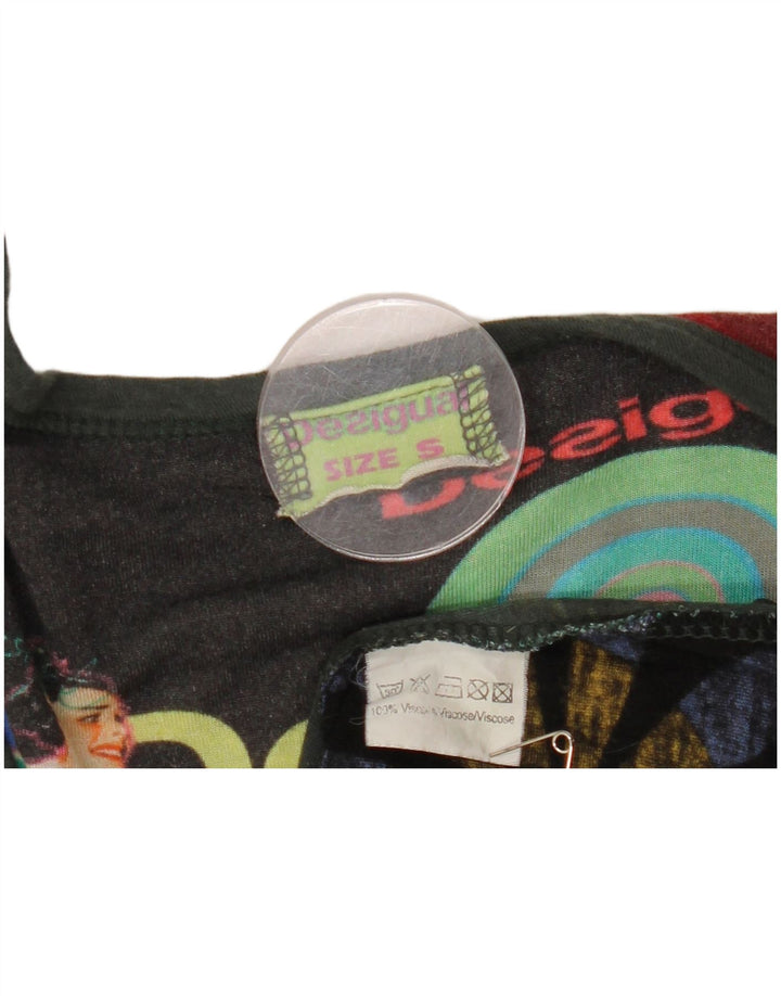 Desigual Womens Graphic Top Long Sleeve UK 8 Small Multicoloured Viscose