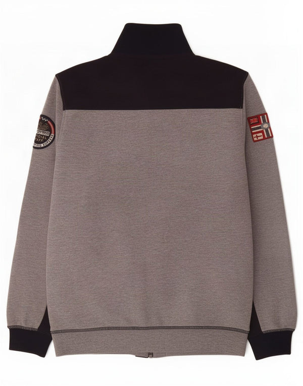 Napapijri Mens Graphic Tracksuit Top Jacket Medium Grey Colourblock Cotton