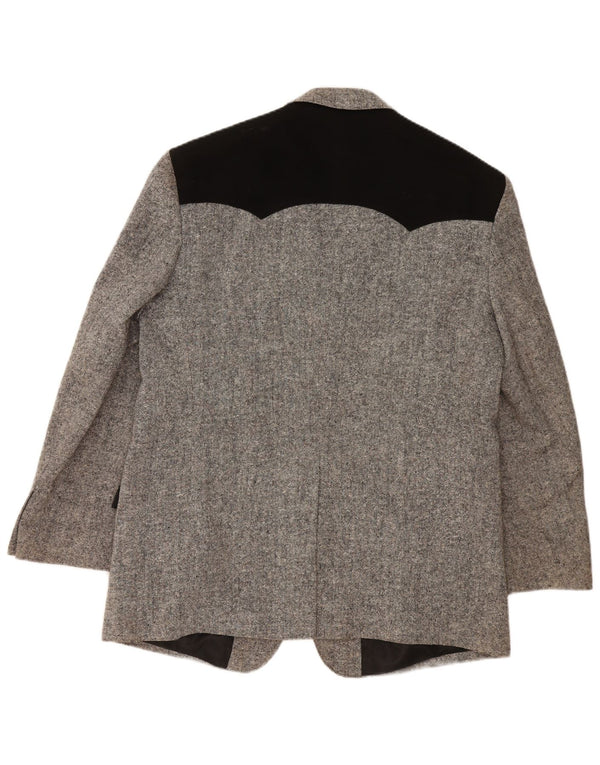 STOCKERPOINT Mens 2 Button Blazer Jacket UK 44 2XL Grey Colourblock Wool