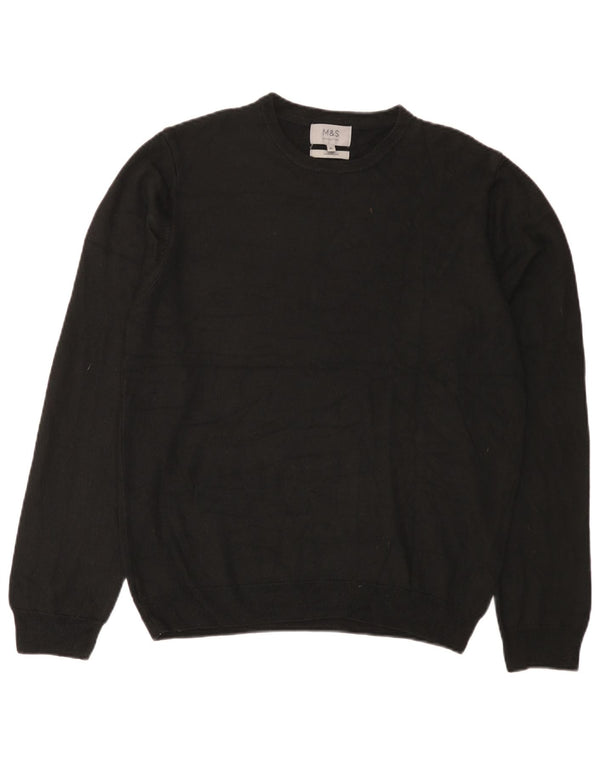 Marks & Spencer Mens Crew Neck Jumper Sweater Medium Black Acrylic
