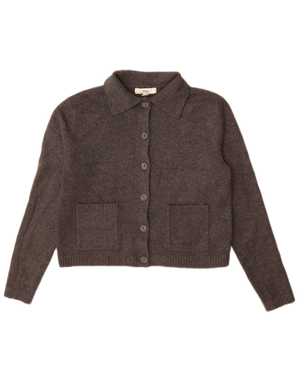 Marks & Spencer Womens Cardigan Sweater UK 10 Small Grey Polyester