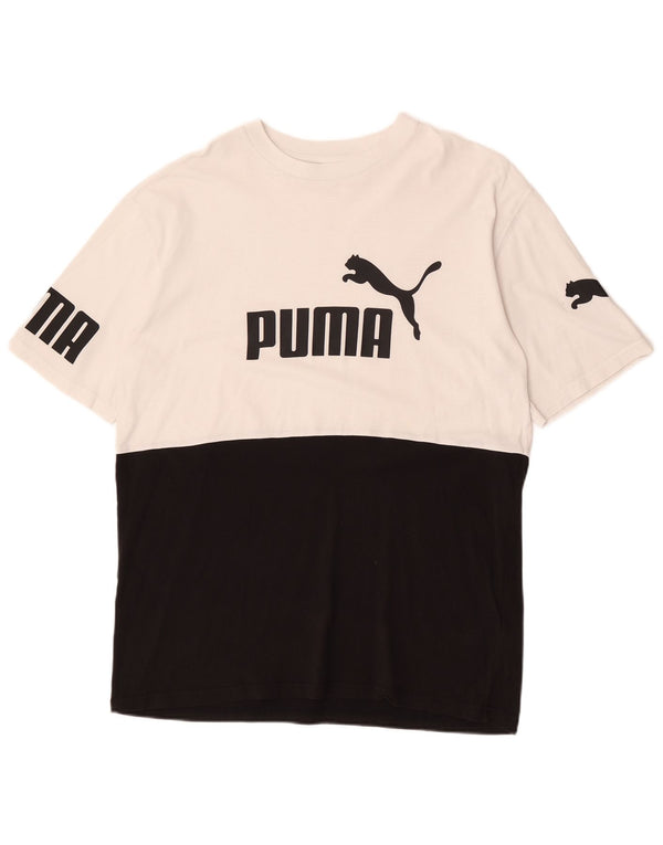 Puma Mens Graphic T-Shirt Top Medium Black Colourblock Cotton
