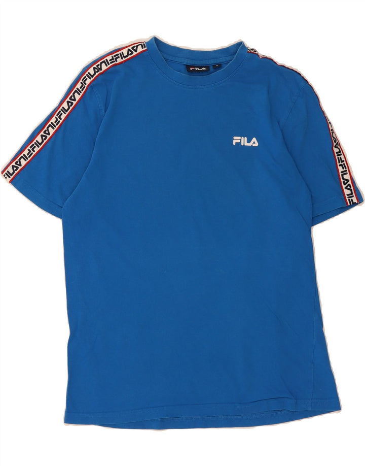 FILA Mens Graphic T-Shirt Top Medium Blue Colourblock Cotton Vintage Fila and Second-Hand Fila from Messina Hembry 