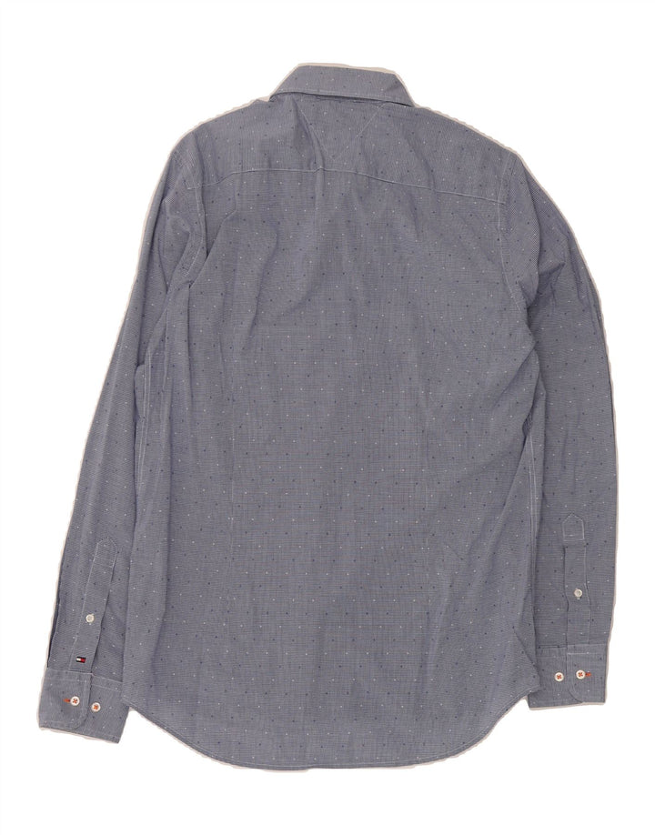TOMMY HILFIGER Mens Slim Fit Shirt Large Blue Spotted Vintage Tommy Hilfiger and Second-Hand Tommy Hilfiger from Messina Hembry 
