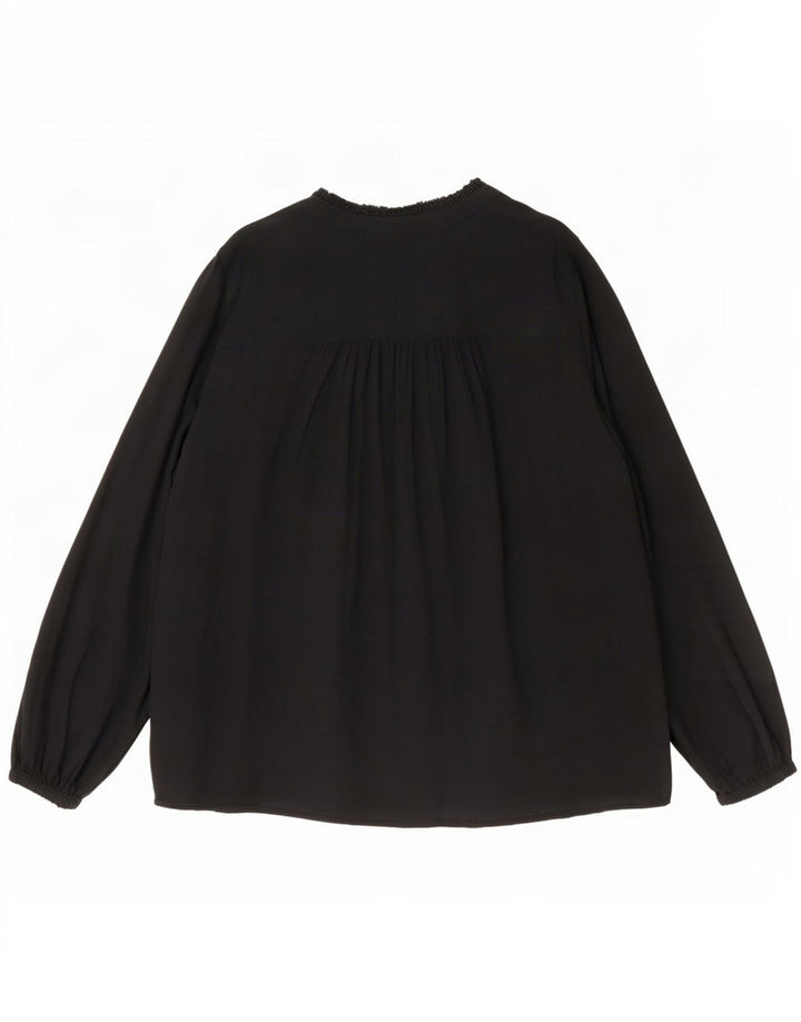 Marks & Spencer Womens Oversized Blouse Top UK 16 Large Black Viscose