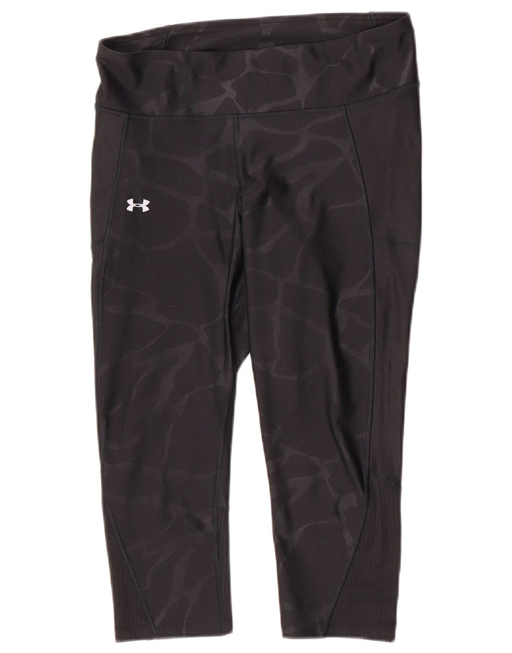 Under Armour Womens Capri Leggings UK 14 Medium Black Camouflage