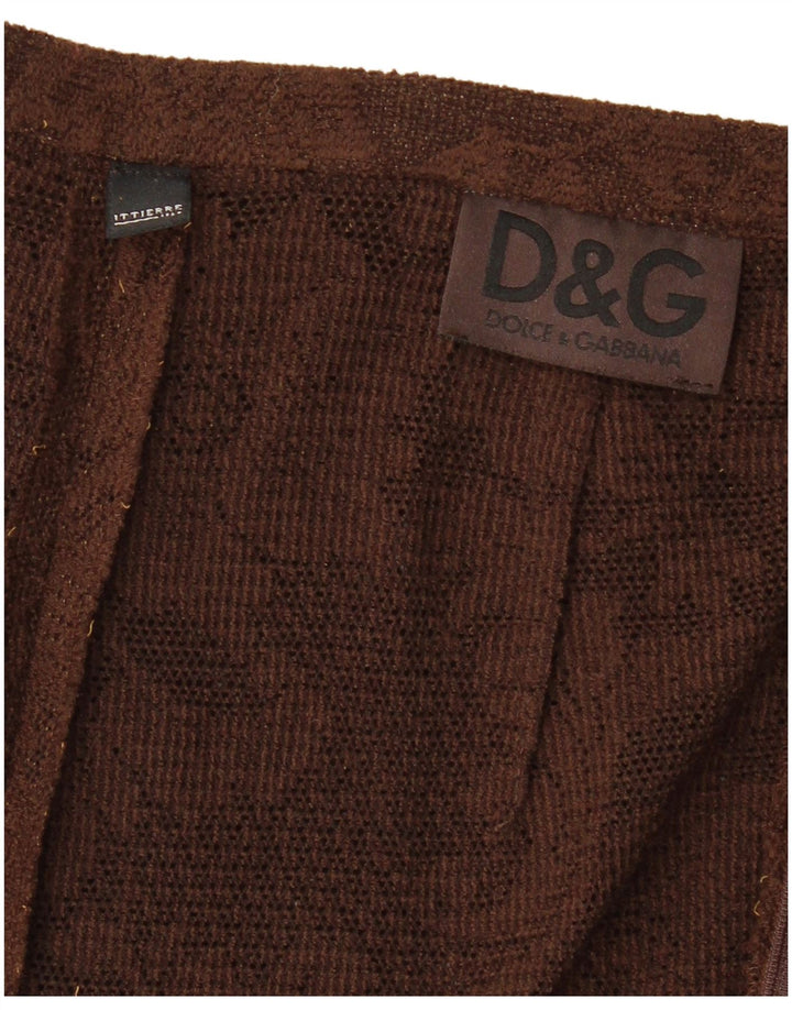 DOLCE & GABBANA Womens Knit Maxi Skirt W26 Small Brown Floral
