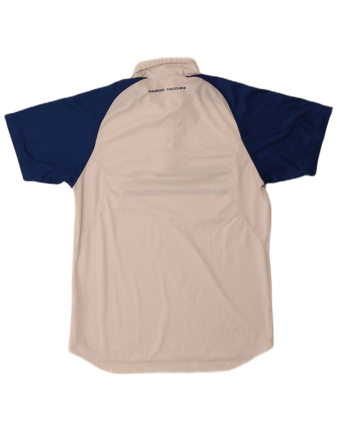 Sergio Tacchini Mens Polo Shirt Large White Colourblock Polyester