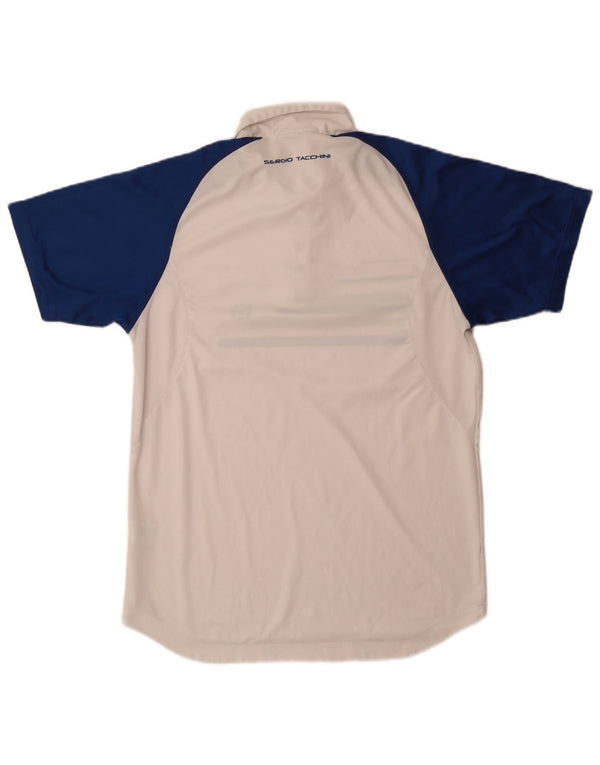 Sergio Tacchini Mens Polo Shirt Large White Colourblock Polyester