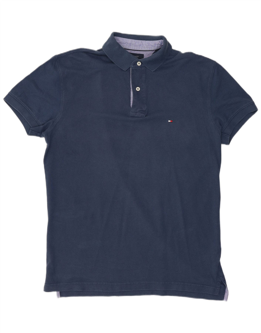 TOMMY HILFIGER Mens Polo Shirt Medium Navy Blue Cotton