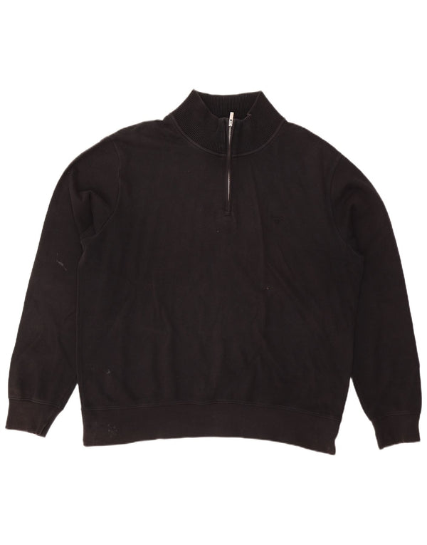 Gant Mens Zip Neck Jumper Sweater 2XL Black Cotton