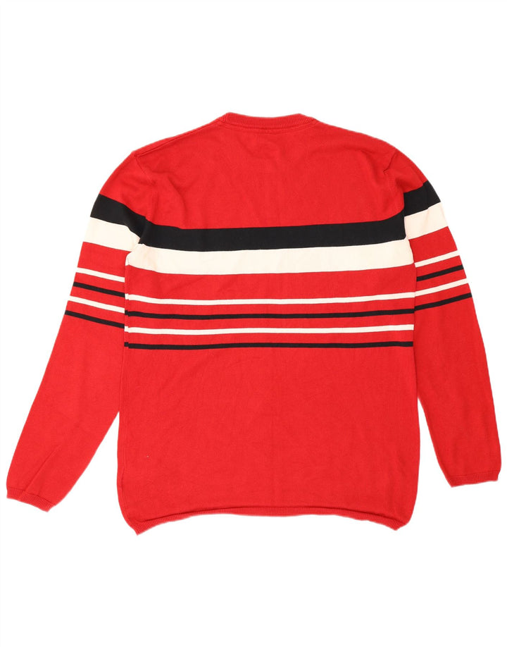 Levi's Mens Crew Neck Jumper Sweater Large Red Striped Cotton