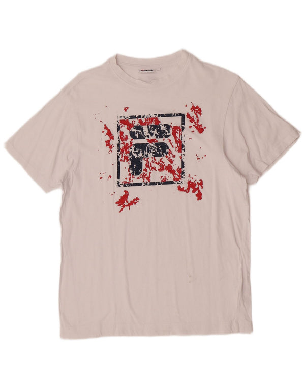 Fila Mens Graphic T-Shirt Top XS White Cotton