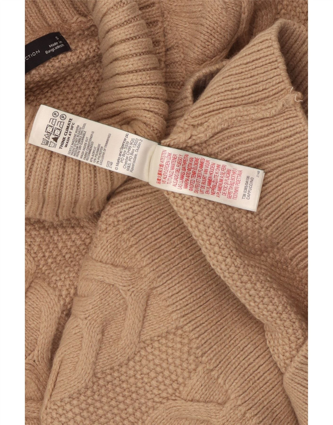 MARKS & SPENCER Womens Roll Neck Jumper Sweater UK 10 Small Brown