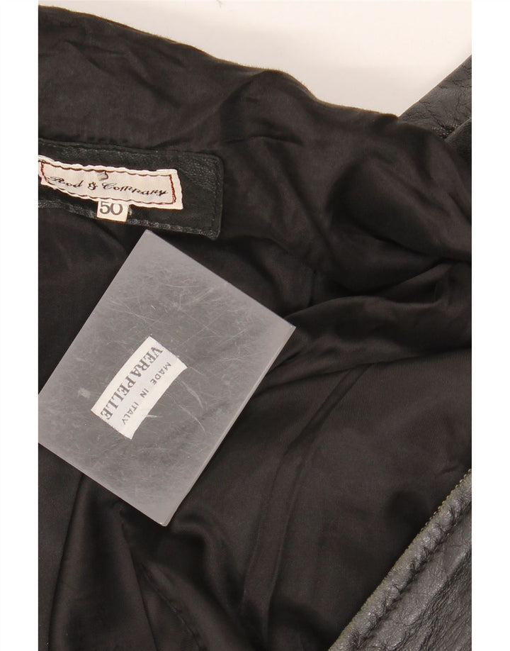 VINTAGE Mens Leather Jacket IT 50 Large Black Leather