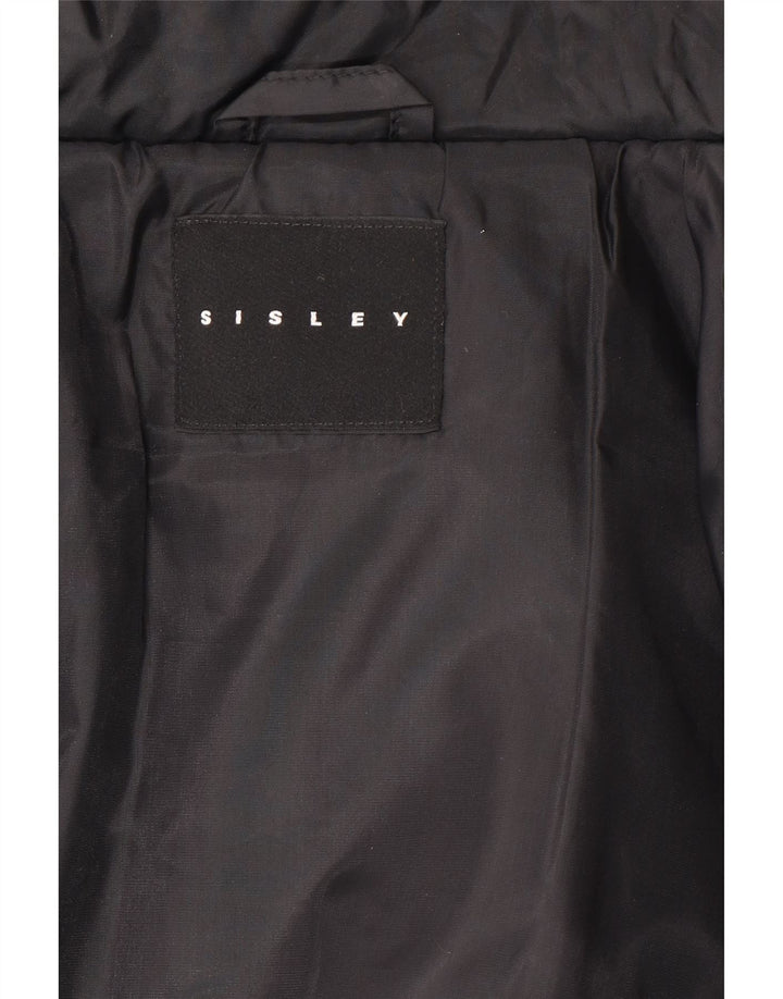 Sisley Womens Crop Oversized Padded Jacket UK 14 Medium Black Polyamide