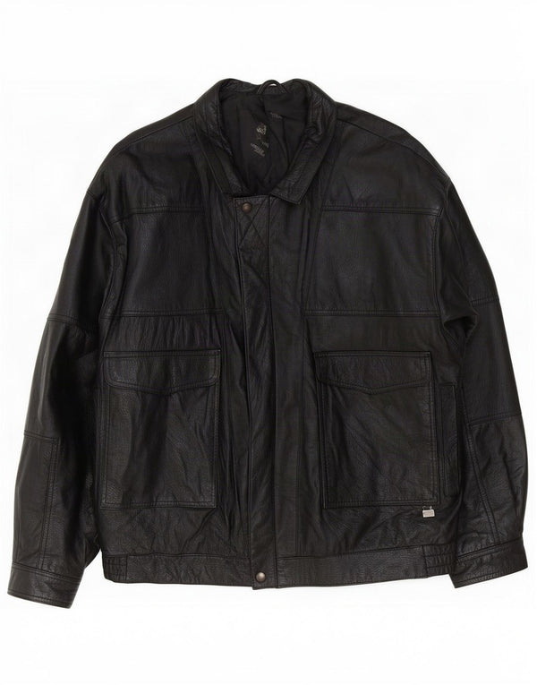 Max Moser Mens Leather Jacket IT 50 Large Black