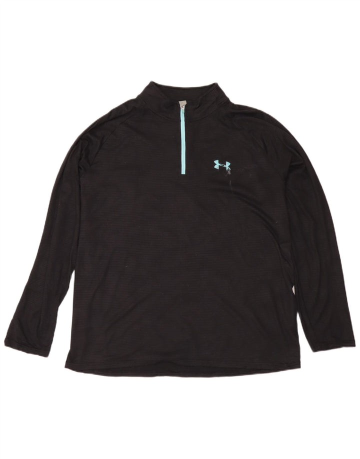 Under Armour Mens Heat Gear Zip Neck Pullover Tracksuit Top Large Black