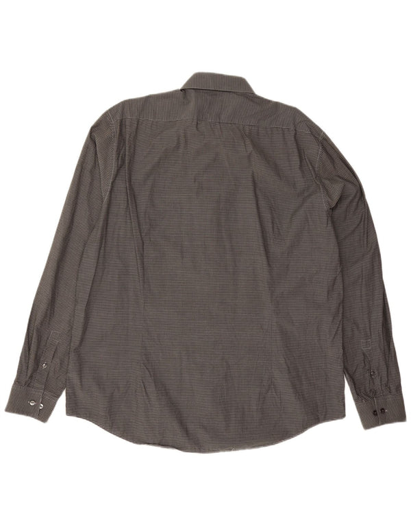 Calvin Klein Mens Slim Fit Shirt Size 44 17 1/2 XL Grey Gingham Cotton