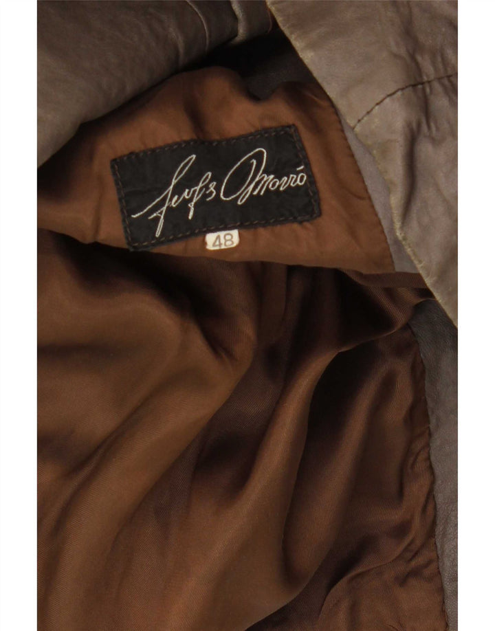 Vintage Womens Leather Jacket IT 48 XL Brown