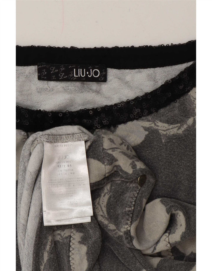 Liu Jo Womens Blouse Top IT 44 Medium Grey Floral Viscose
