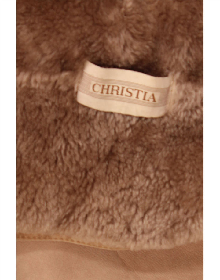 Christia Womens Shearling Jacket UK 20 2XL Beige