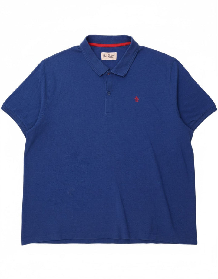 PENGUIN Mens Polo Shirt 3XL Blue Cotton
