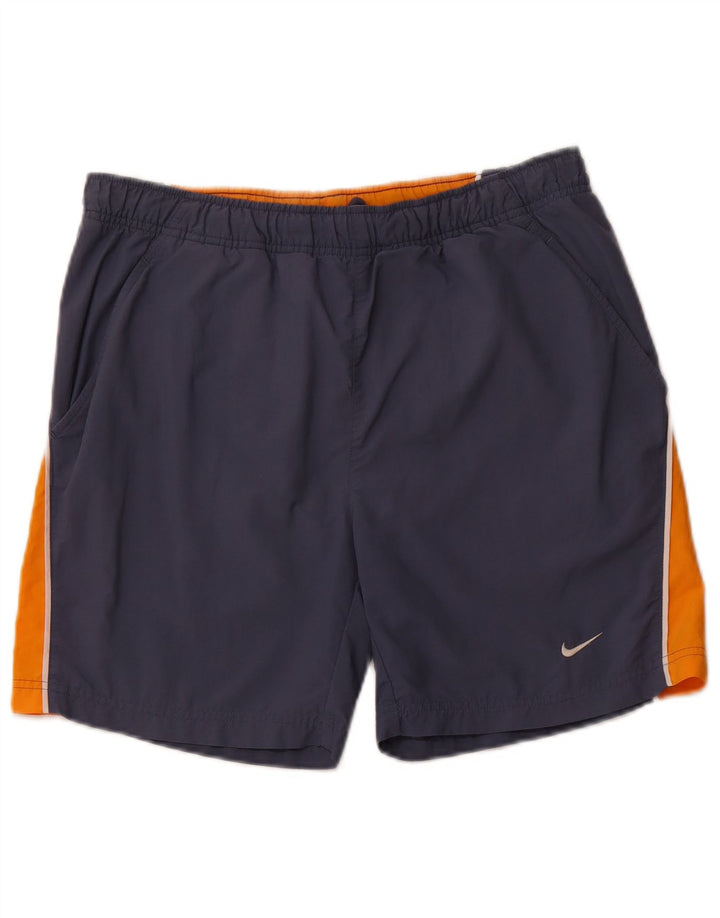 NIKE Mens Sport Shorts Small  Navy Blue Colourblock