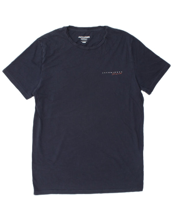 JACK & JONES Mens Regular Fit T-Shirt Top Large Navy Blue Cotton