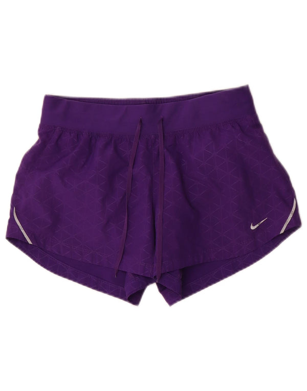 Nike Womens Dri Fit Sport Shorts UK 10 Small Purple Geometric Polyester