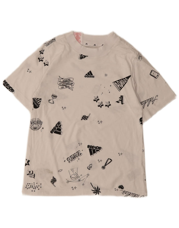 Adidas Boys Graphic T-Shirt Top 11-12 Years White Cotton
